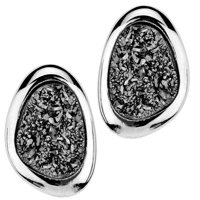 black onyx stud earrings for men -Lightning Drusy Earrings