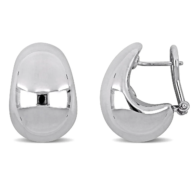 silver geometric stud earrings for women -Miadora 20mm Oval Stud Earrings in 14K White Gold