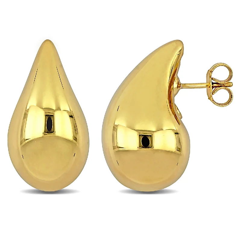 cute animal stud earrings for kids -Miadora 26mm Teardrop Design Stud Earrings in 14K Yellow Gold