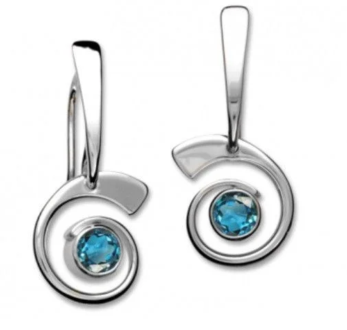 trendy stud earrings for women -Nautilus Blue Topaz Earrings