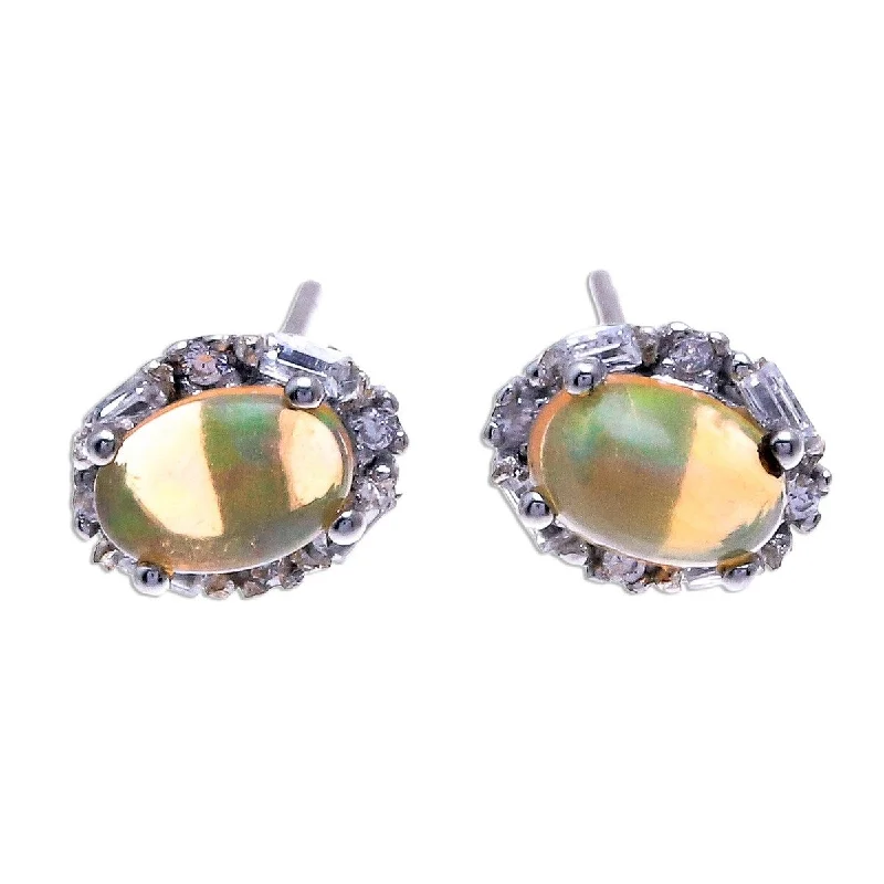 double stud earrings for fashion lovers -NOVICA Bright Ovals, Opal stud earrings - 0.6*0.6