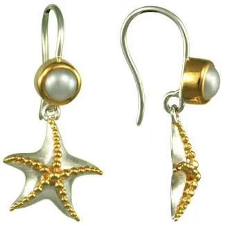 vintage-inspired stud earrings for women -Pearl Starfish Earrings