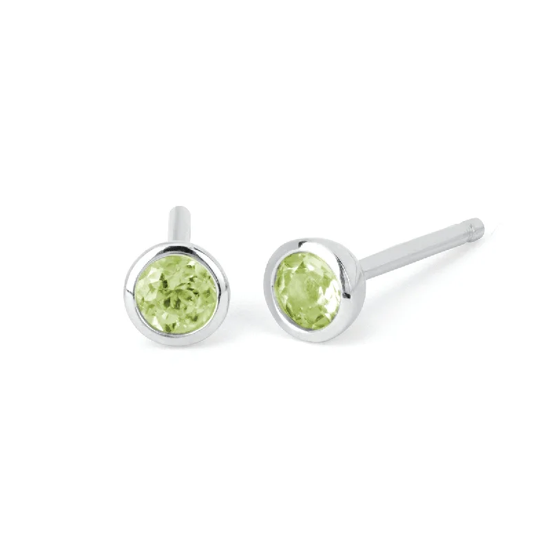 men’s diamond stud earrings -Peridot Bezel Set Stud Earrings