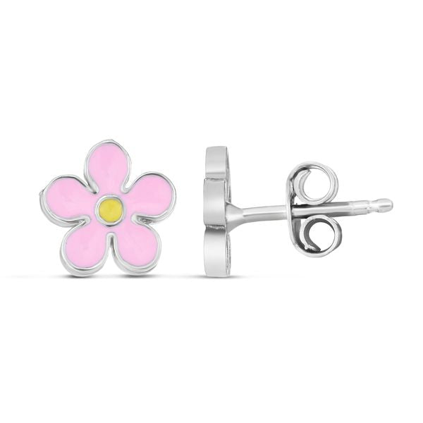 simple stud earrings for sensitive ears -Pink and Yellow Flower Earrings