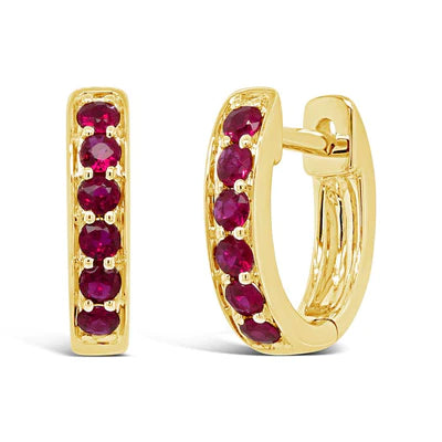 simple gold stud earrings for women -Ruby Huggie Earrings