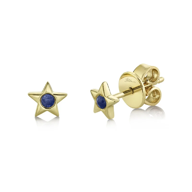 fashion crystal stud earrings for women -Sapphire Star Stud Earrings