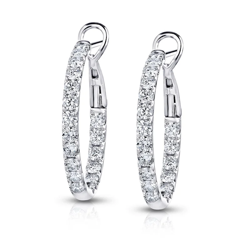 classy stud earrings for daily wear -Spark Comfort Fit Inside/Outside Diamond Earrings 2.10cttw/18KW