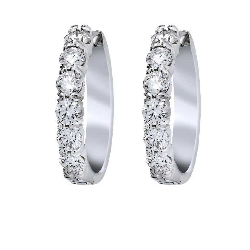 luxury stud earrings for evening wear -Spark Diamond Huggie Earrings 18KW