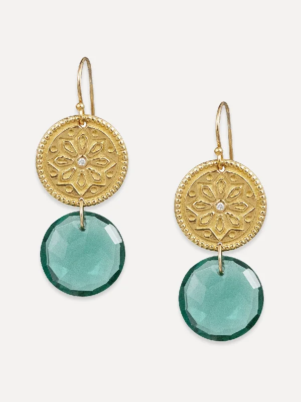 butterfly stud earrings for girls -Sun Lotus Coin Earrings