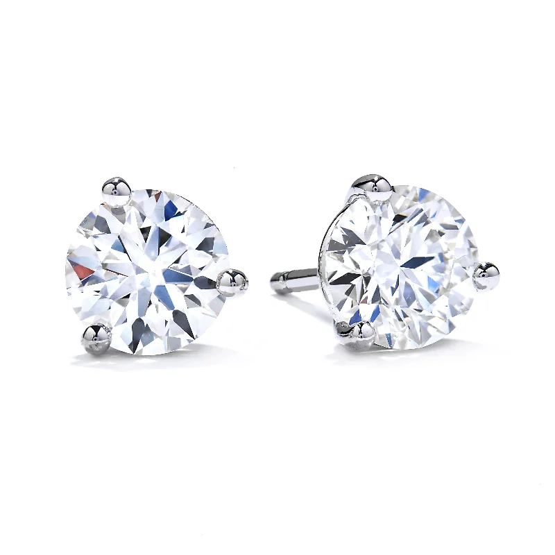 retro stud earrings for women -Three-Prong Stud Earrings