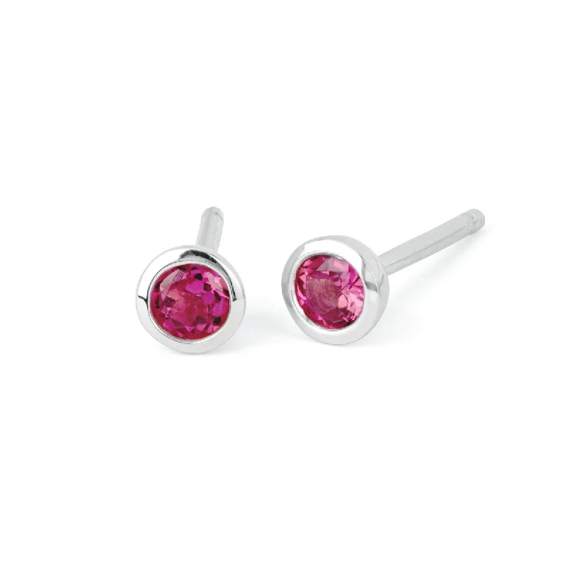 custom birthstone stud earrings -Tourmaline Bezel Set Stud Earrings