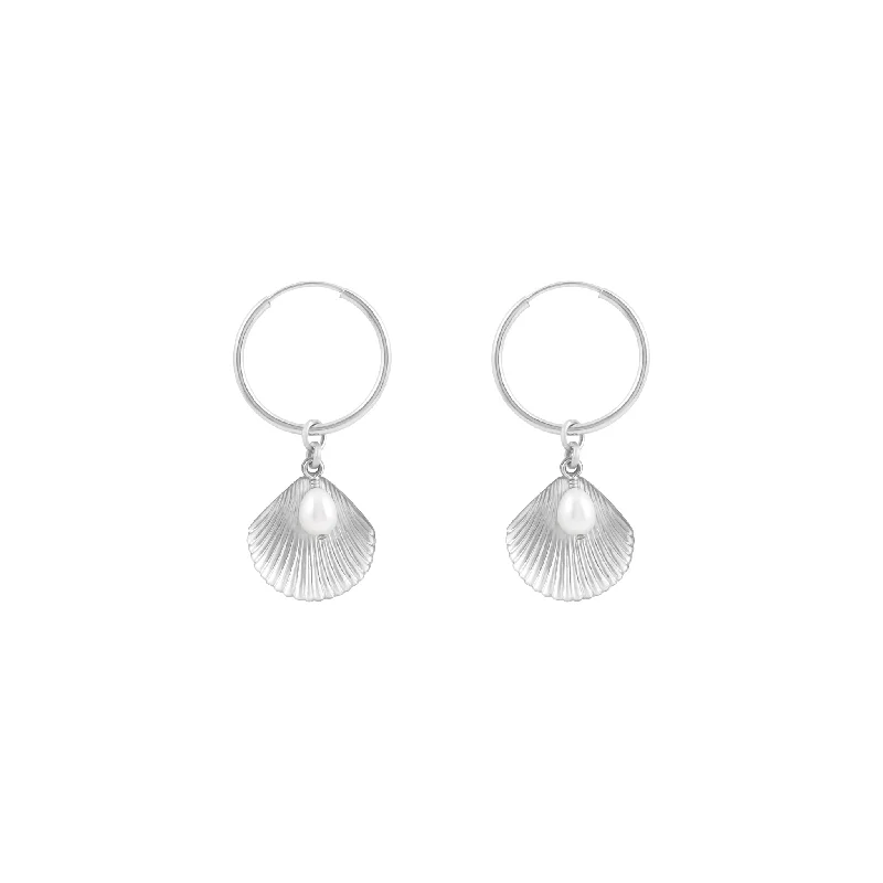 unique stud earrings for fashionistas -Ula Shell Hoop Earrings - Sterling Silver