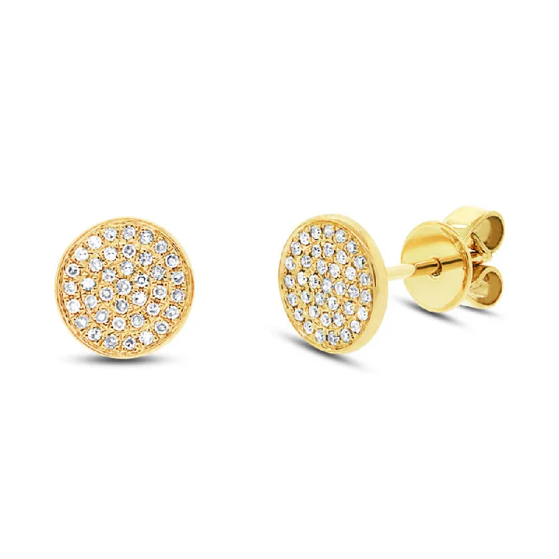 heart-shaped stud earrings for gifts -Diamond Pave Stud Earrings