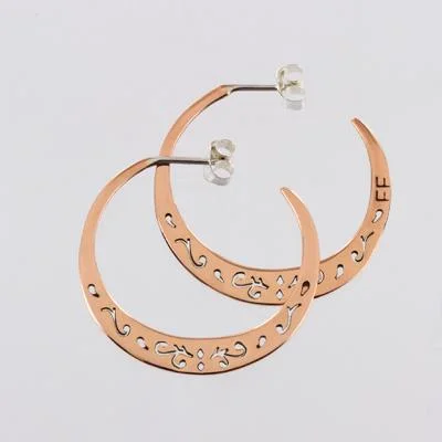 stylish stud earrings for everyday wear -Cutout Swirls Sterling & Copper Hoop Earrings