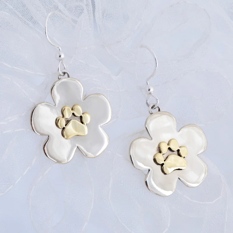 diamond heart stud earrings for gifts -Daisy Love Paw Earrings