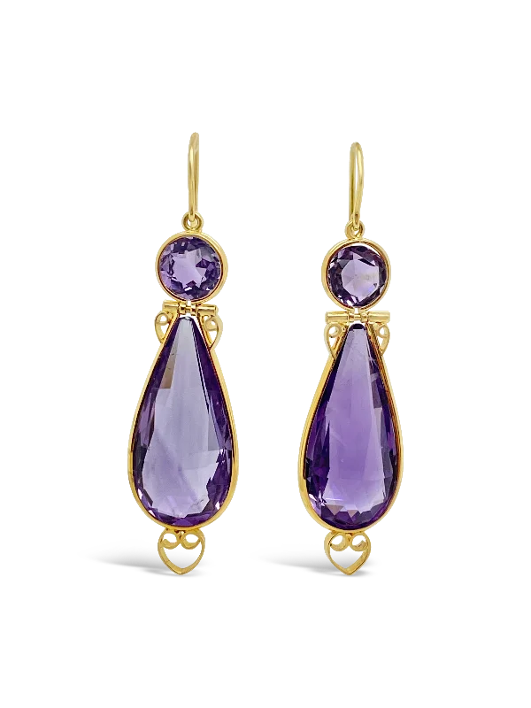 small stud earrings for everyday wear -Amethyst Estate Earrings