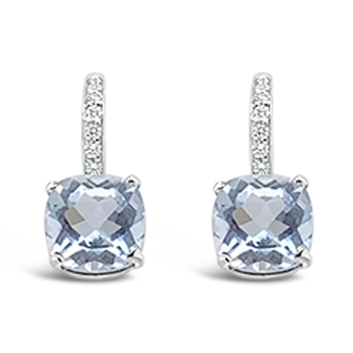 small pearl stud earrings for women -Aquamarine & Diamond Earrings