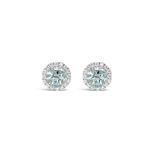 gold and silver stud earrings for women -Aquamarine & Diamond Earrings