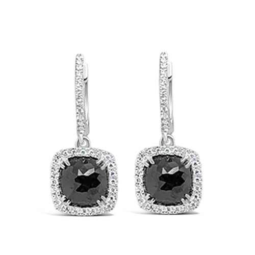 sterling silver stud earrings for sensitive ears -Black & White Diamond Dangle Earrings