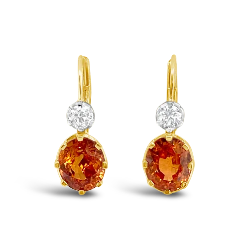 personalized stud earrings for gifts -Citrine & Diamond Dangle Earrings