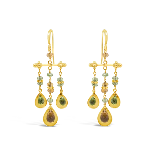 diamond stud earrings for bridesmaids -Citrine & Peridot Estate Earrings