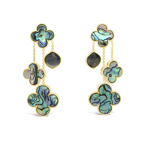 statement stud earrings for fashion lovers -Clover Style Abalone Dangle Earrings