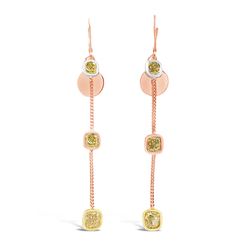 men’s gold stud earrings -Colored Diamond Dangle Earrings