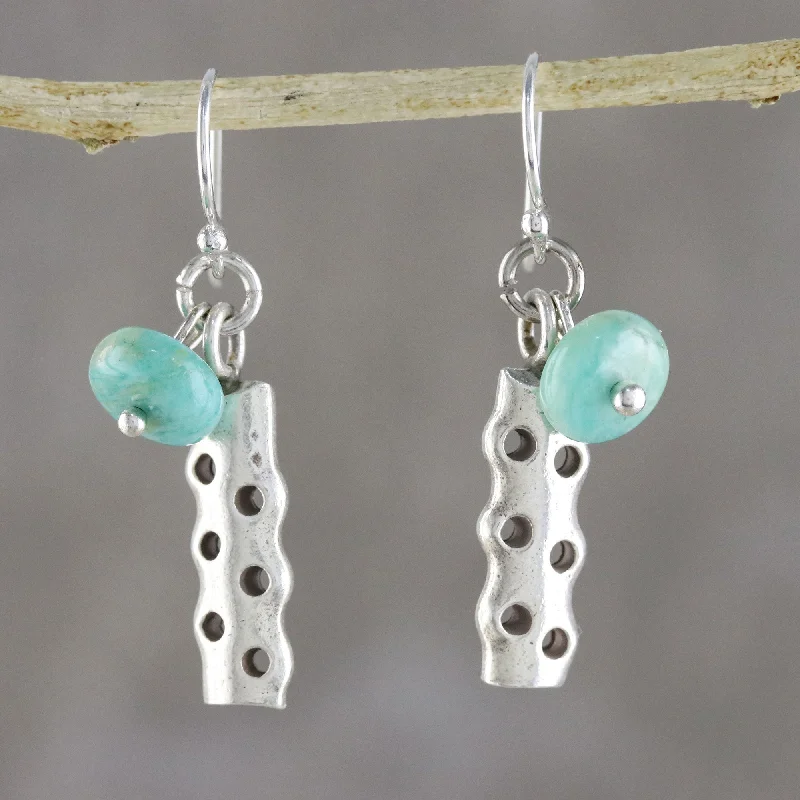 statement stud earrings for fashion lovers -Cool Modernity Amazonite and Karen Silver Modern Earrings from Thailand