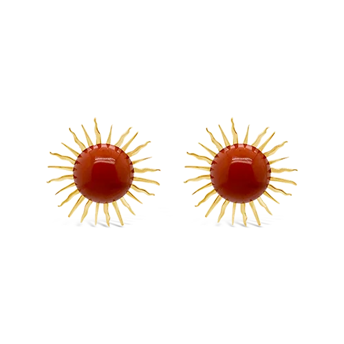 silver and gold stud earrings for fashion lovers -Coral Sunburst Estate Earrings