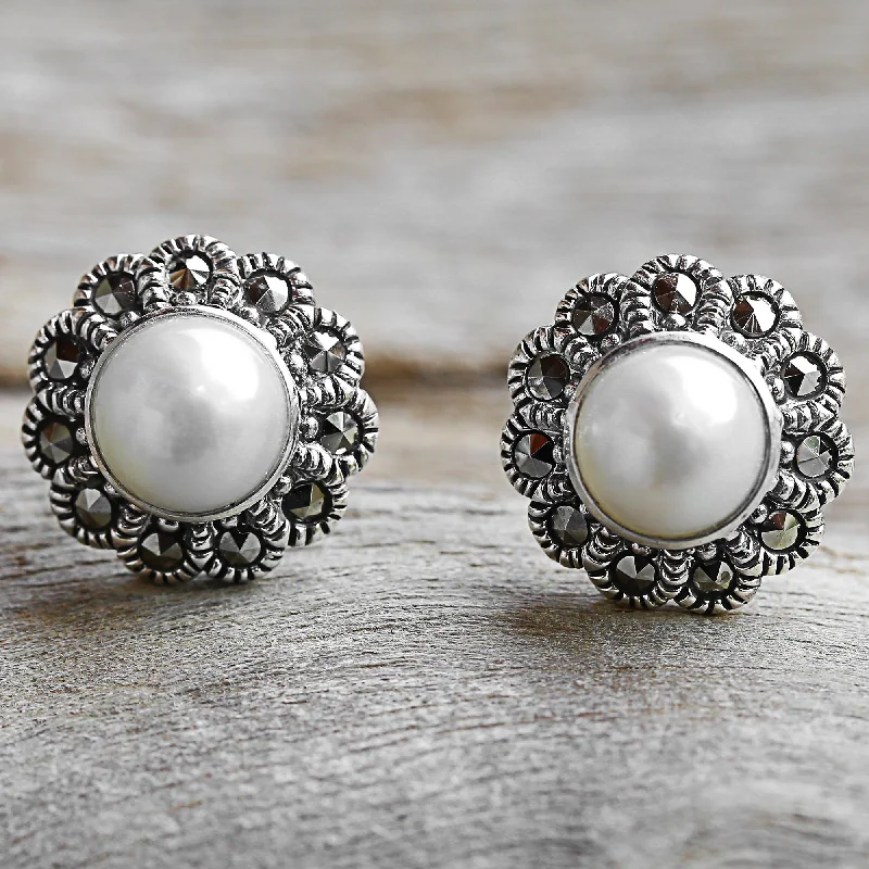 vintage gold stud earrings for women -Cotton Buds Freshwater Pearl Earrings