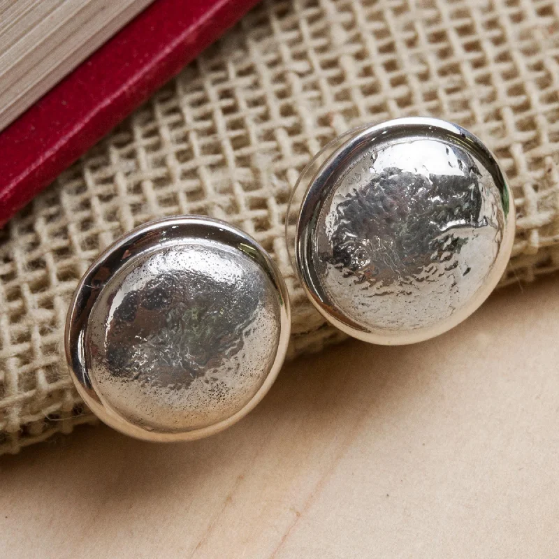 personalized stud earrings for gifts -Crumpled Spheres Taxco Jewelry Artisan Crafted Sterling Silver Earrings