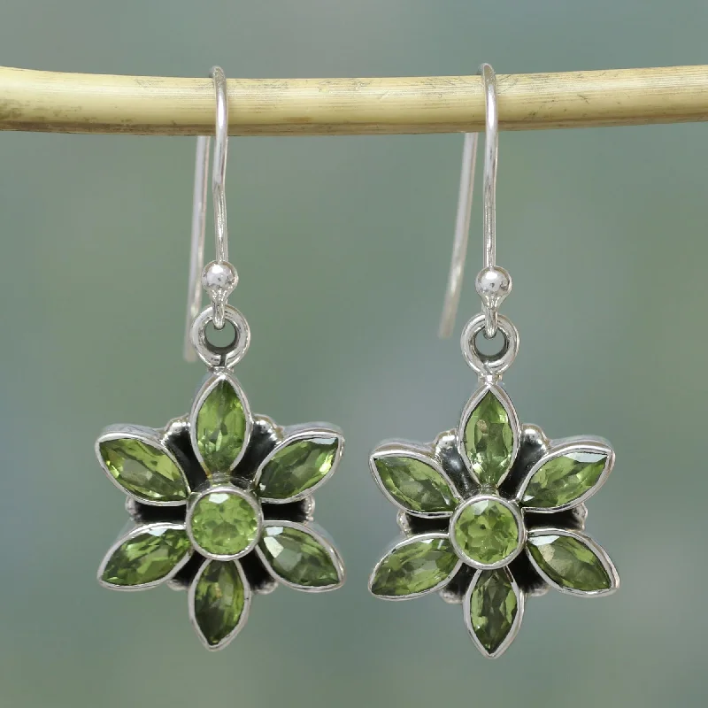 pearl and diamond stud earrings for weddings -Daisy Beauty Peridot Dangle Earrings