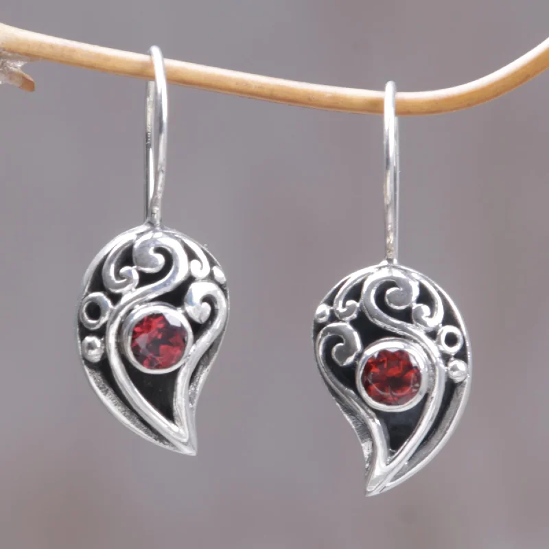 colorful gemstone stud earrings for women -Dancing Dewdrops Sterling Silver Garnet Drop Earrings