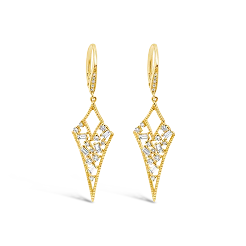 unique stud earrings for fashionistas -Diamond Arrowhead Earrings