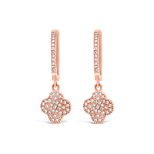 unique stud earrings for fashionistas -Diamond Clover Dangle Earrings