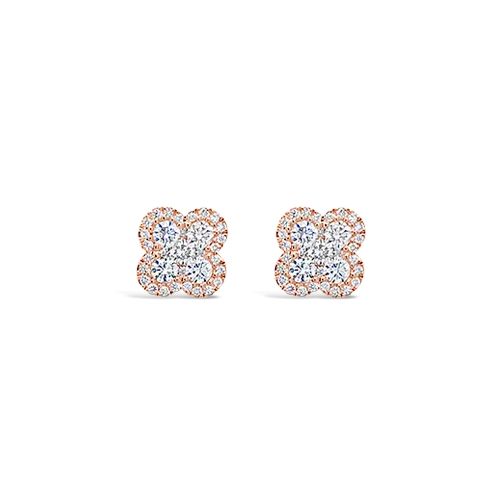 stylish stud earrings for parties -Diamond Clover Earrings