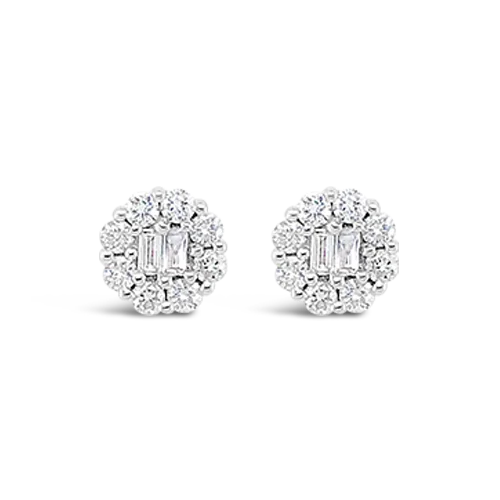 custom initial stud earrings for women -Diamond Cluster Earrings