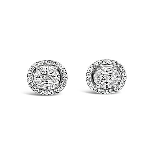 trendy heart stud earrings for girls -Diamond Earrings with a Halo