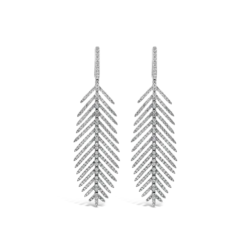 rose gold stud earrings for girls -Diamond Feather Earrings