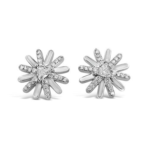 sterling silver stud earrings for sensitive ears -Diamond Flower Earrings