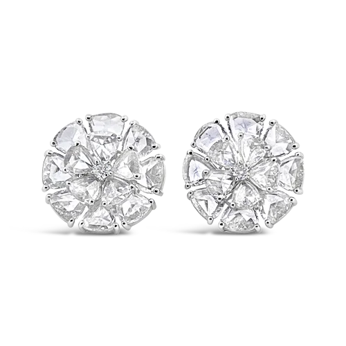 colorful stud earrings for everyday wear -Diamond Flower Earrings