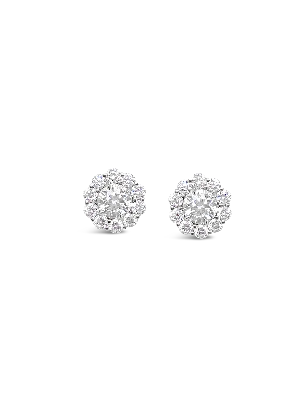 classy stud earrings for daily wear -Diamond Halo Style Earrings