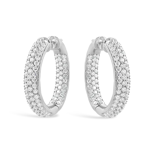 crystal stud earrings for special occasions -Diamond Hoop Earrings