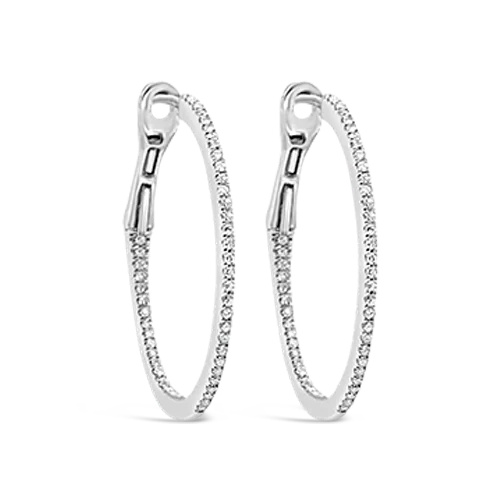 simple stud earrings for men -Diamond Hoop Earrings