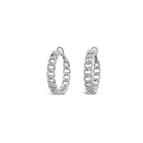 geometric diamond stud earrings for fashion -Diamond Link Hoop Earrings