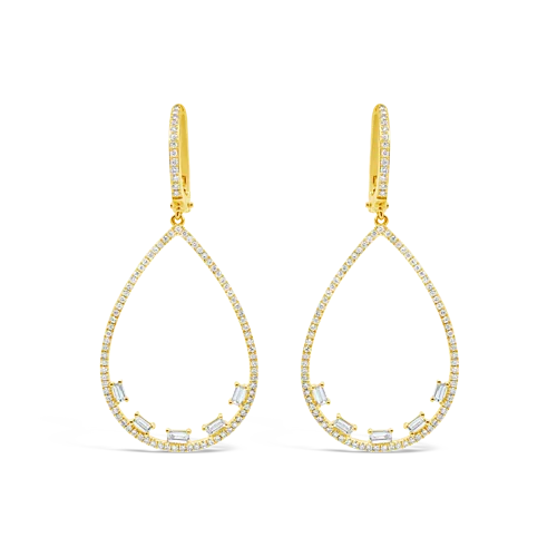 geometric stud earrings for women -Diamond Open Pearshaped Dangle Earrings