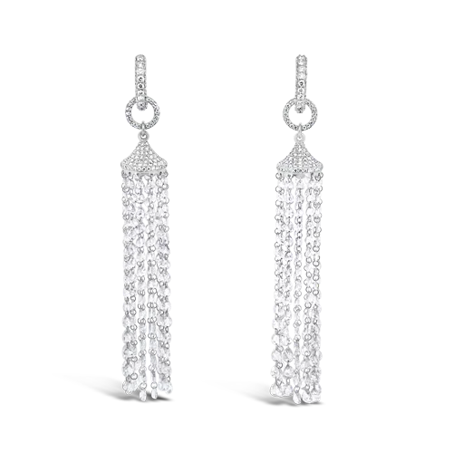 black diamond stud earrings for women -Diamond Tassel Earrings