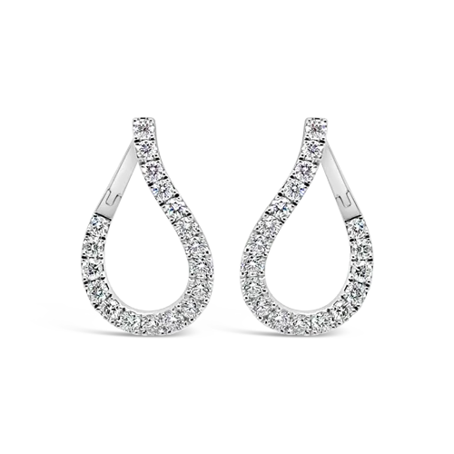 gold heart stud earrings for women -Diamond Teardrop Shaped Earrings