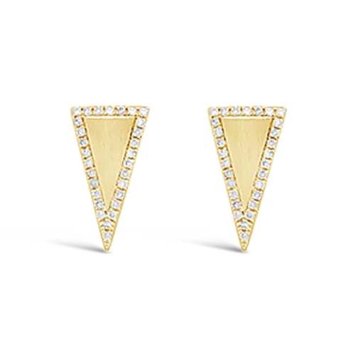 trendy stud earrings for women -Diamond Triangle Earrings