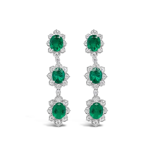 silver geometric stud earrings for women -Emerald & Diamond Dangle Earrings